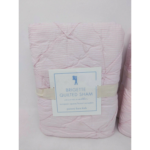 Pottery Barn Kids Brigette Ruffle Quilted Shams Pair‎ 2 European Square 26" NEW - Picture 3 of 12
